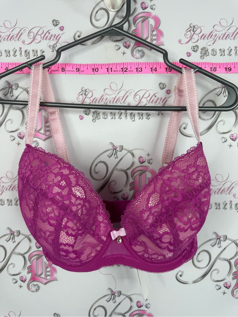 Ann summers bra 30H rare jewel Lace Underwire Bra in Berry Pink - Babydoll Bling